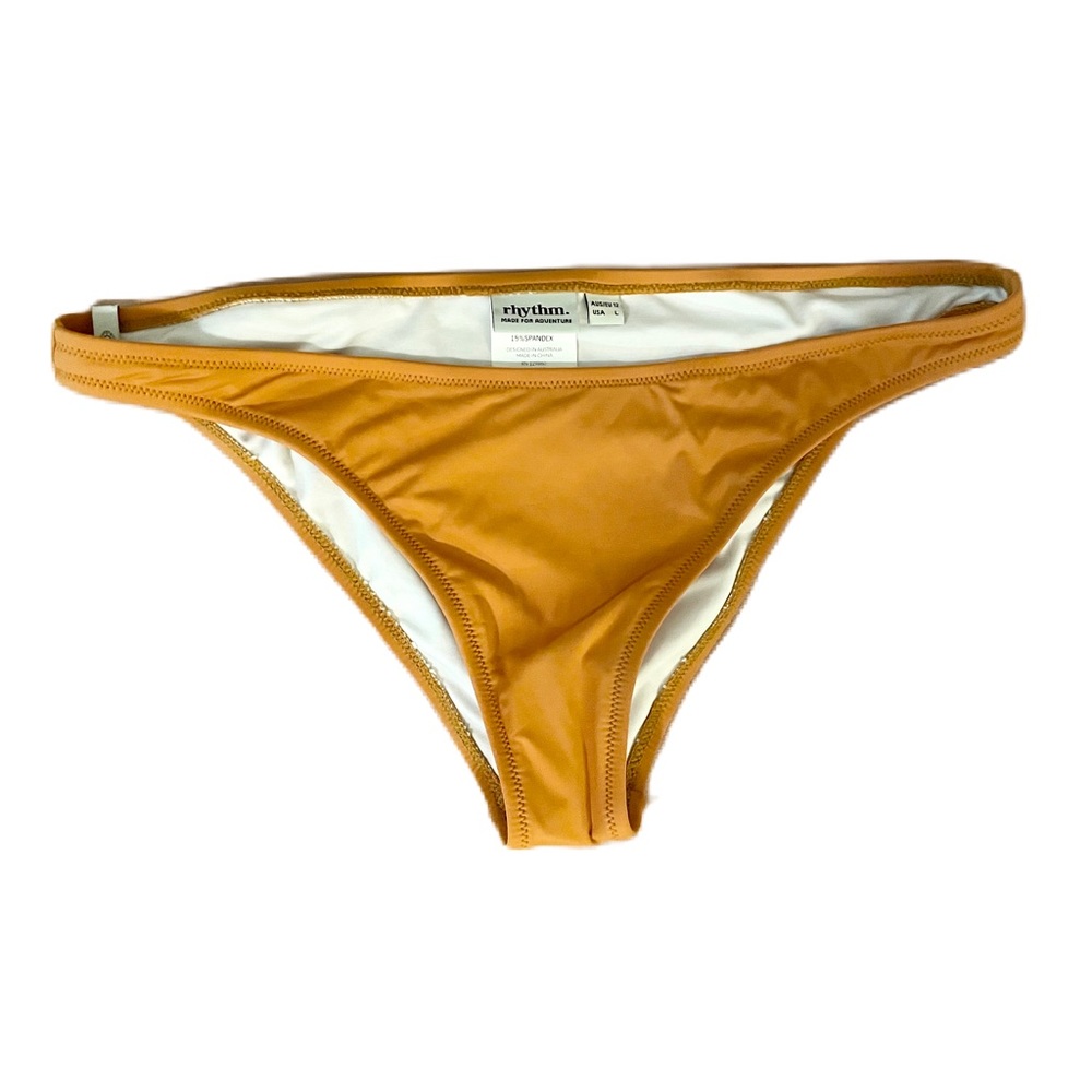 Rhythm bikini bottoms in warm rusty yellow color